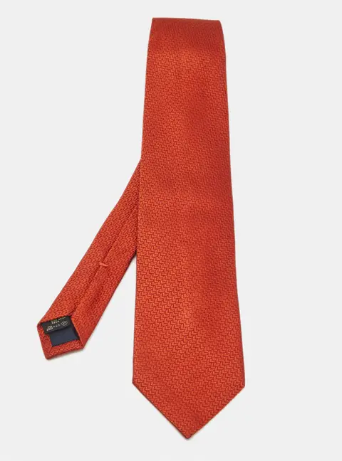 Ermenegildo Zegna Orange Jacquard Silk Traditional Tie
