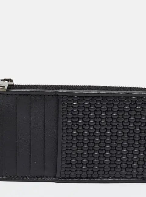 Ermenegildo Zegna Zip Black Leather Card Case
