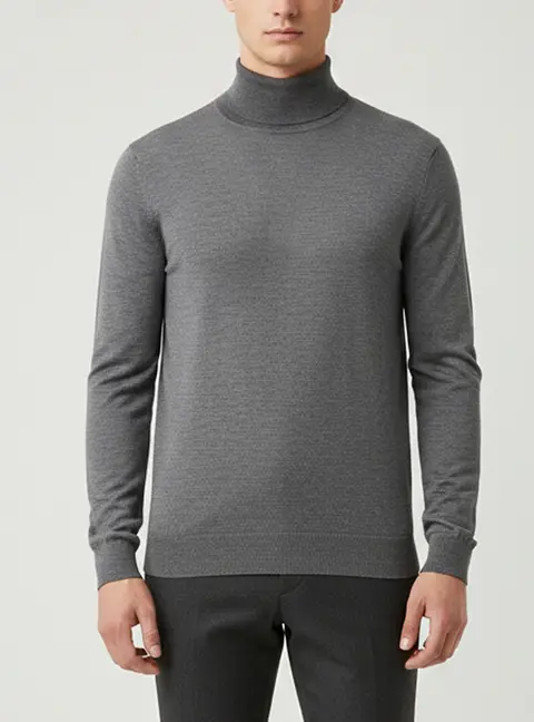 Ermenegildo Zegna Grey Wool Knit Turtleneck Sweater M