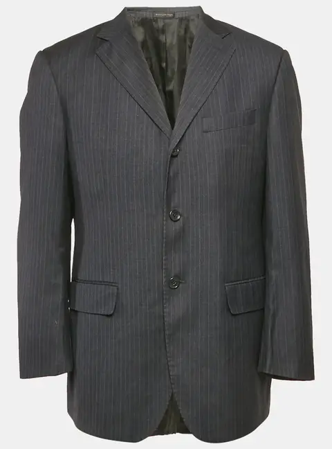 Ermenegildo Zegna Vintage Navy Blue Striped Wool Regular Fit Blazer L