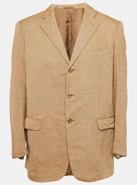 Ermenegildo Zegna Beige Silk & Cashmere Button Front Blazer XL