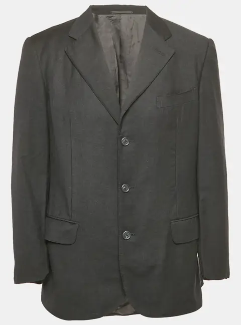 Ermenegildo Zegna Black Wool & Cashmere Button Front Blazer M