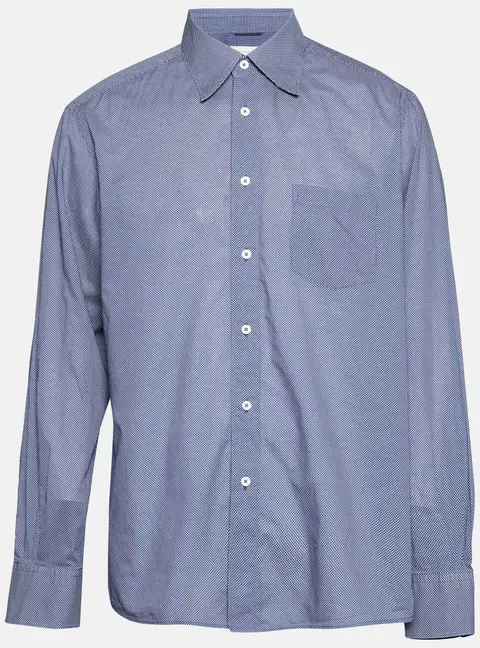 Ermenegildo Zegna Navy Blue Polka Dot Cotton Long Sleeve Shirt XXL