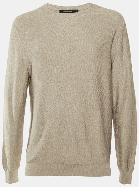 Ermenegildo Zegna Beige Patterned Silk Knit Jumper L
