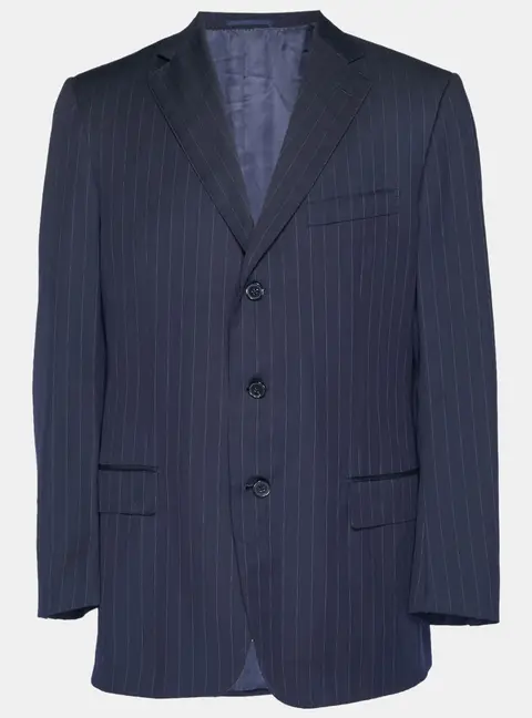 Ermenegildo Zegna Navy Blue Pinstriped Wool Blend Regular Fit Blazer XXL