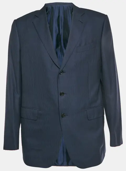 Ermenegildo Zegna Navy Blue Pin Striped Wool Blend Blazer XXL