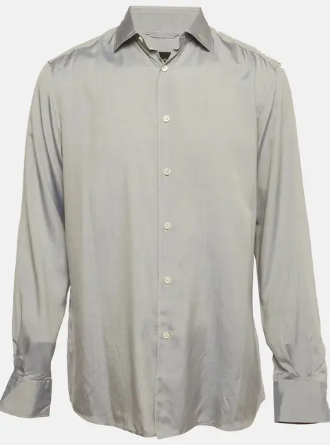 Ermenegildo Zegna Blue Silk Long Sleeve Shirt L