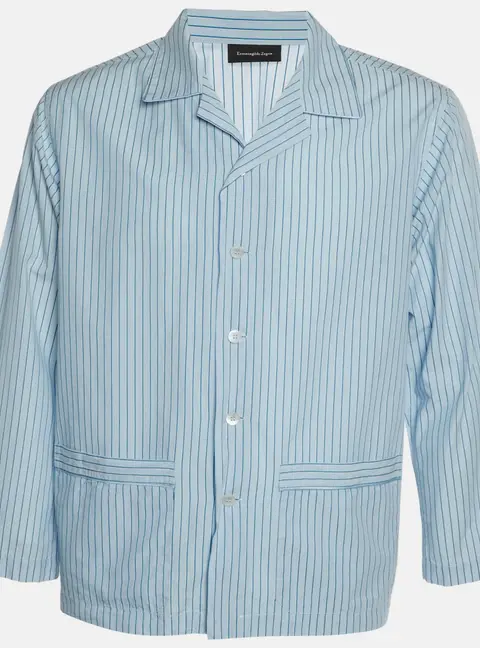 Ermenegildo Zegna Blue Striped Cotton Pajama Shirt S