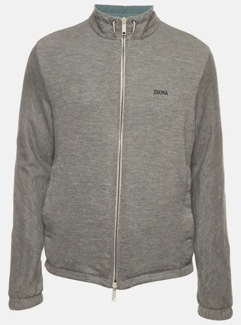 Zegna Blue/Grey Synthetic and Jersey Reversible Brezza Jacket L