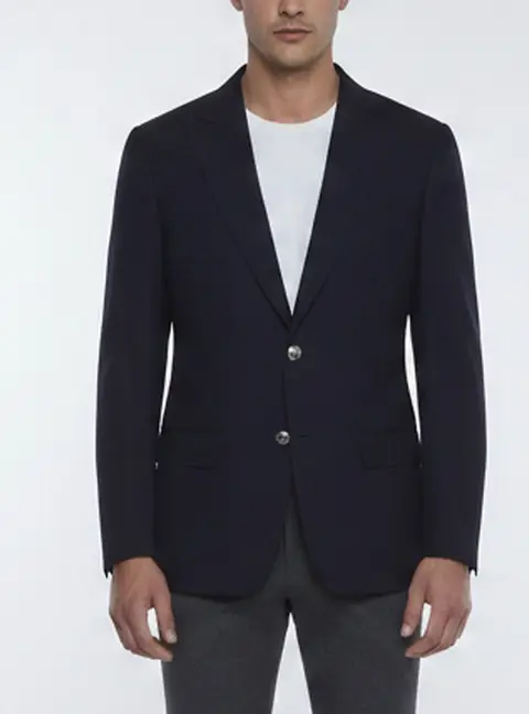 Ermenegildo Zegna Navy Blue Herringbone Wool Blend Blazer L