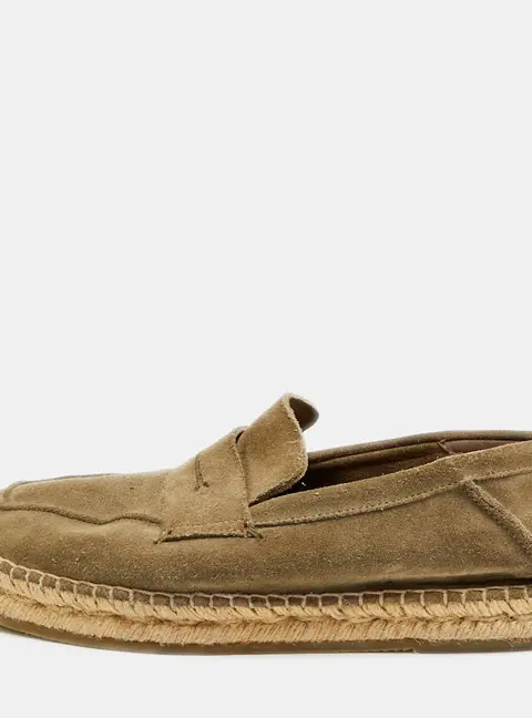 Ermenegildo Zegna Valencia Size 41 Grey Suede Espadrille Flat
