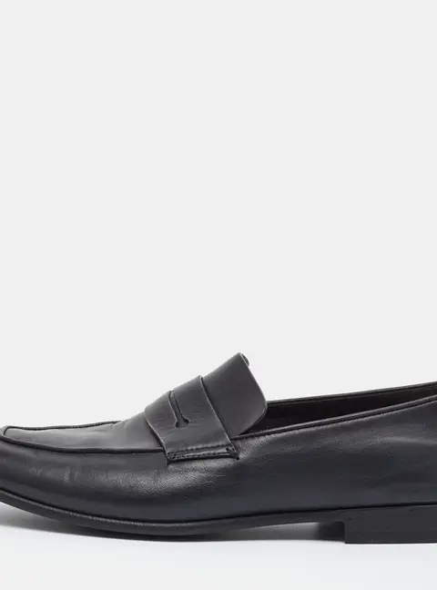 Ermenegildo Zegna L'Asola Size 42.5 Black Leather Penny Loafers