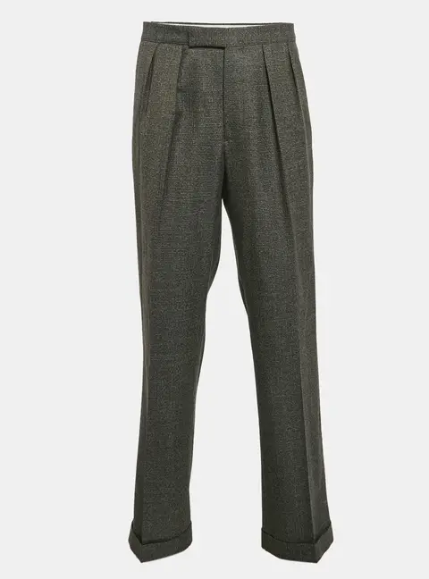 Etro Grey Patterned Wool Pleated Formal Trousers XXL