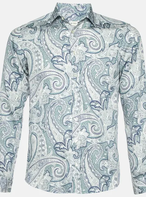 Etro White Paisley Print Cotton Full Sleeve Shirt S