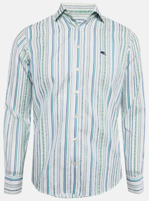 Etro Multicolor Stripe Print Button Front Shirt S