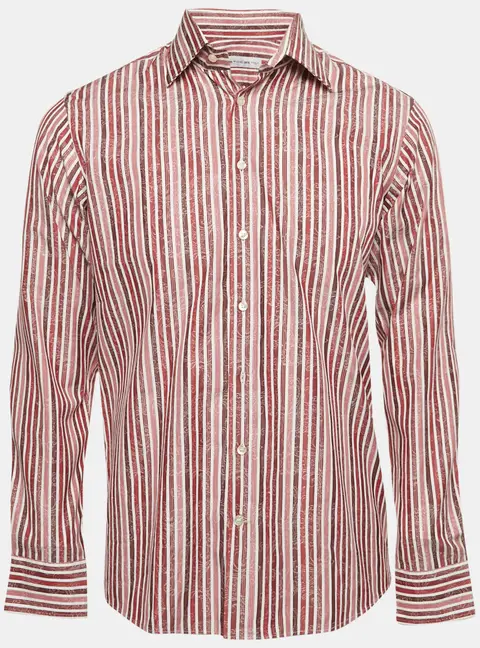 Etro Multicolor Stripe Jacquard Cotton Button Front Shirt M