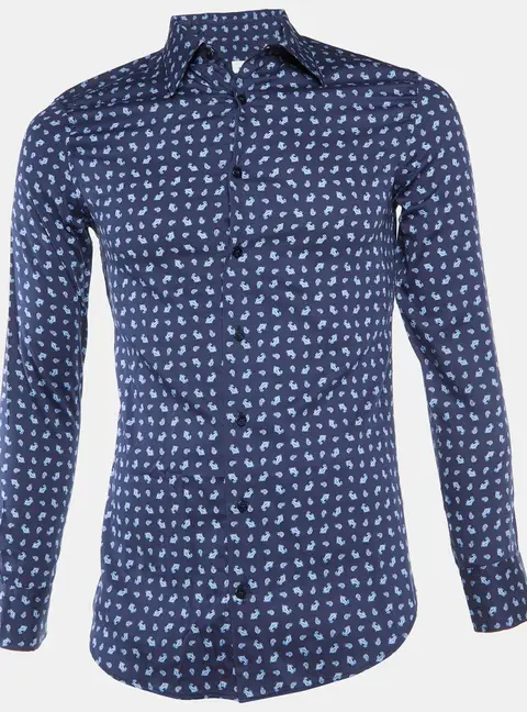 Etro Navy Blue Paisley Print Cotton Long Sleeve Shirt S