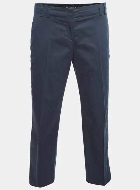 Etro Navy Blue Cotton Tailored Pants M