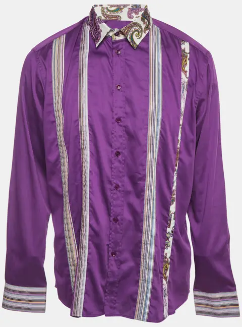 Etro Purple Striped Cotton Pin Tucked Luca Shirt XXL