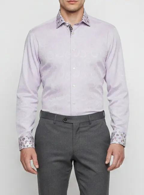 Etro Purple Paisley Print  Jacquard Camice Shirt M