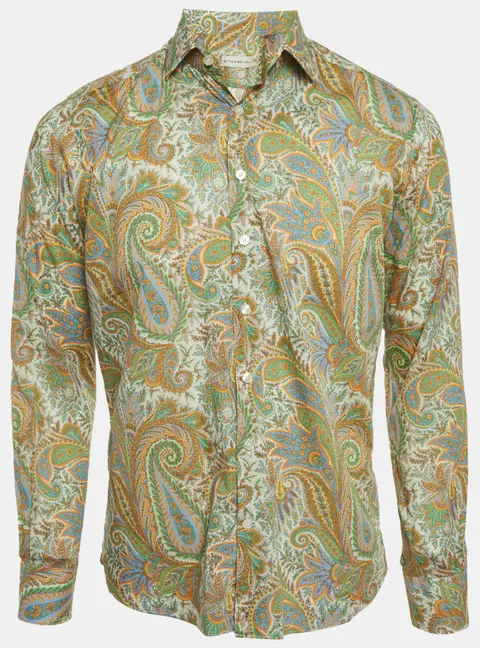 Etro Green Paisley Print Cotton Long Sleeve Shirt M