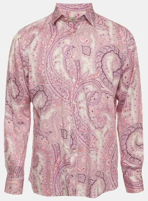Etro Pink Paisley Print Cotton Long Sleeve Shirt XXL