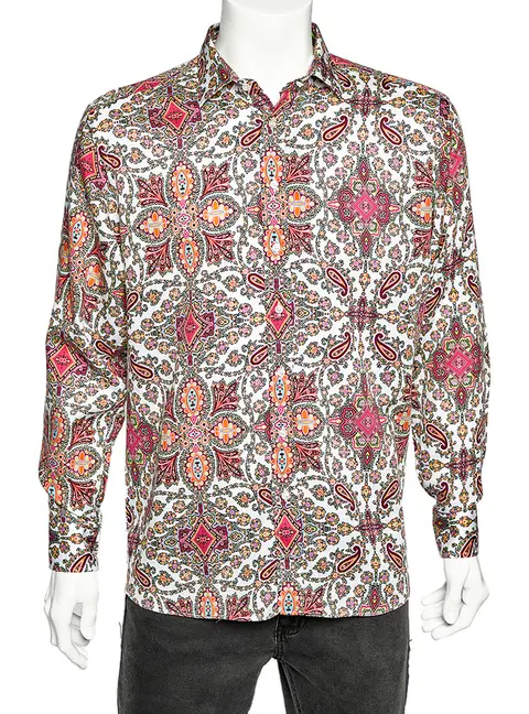 Etro Multicolor Paisley Printed Cotton Button Front Shirt 3XL