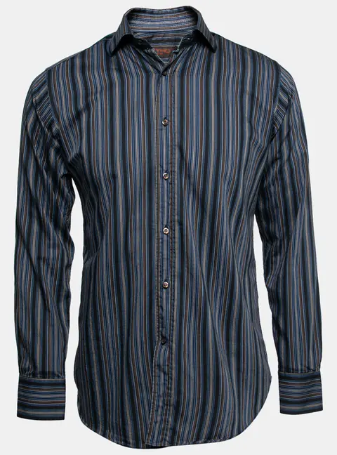 Etro Blue Striped Cotton Button Front Shirt S