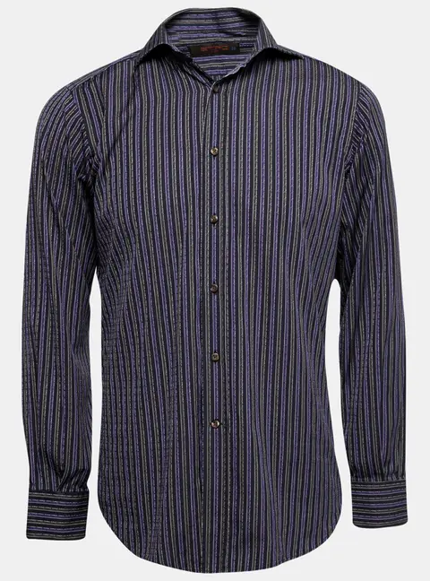 Etro Purple Striped Cotton Button Front Shirt S