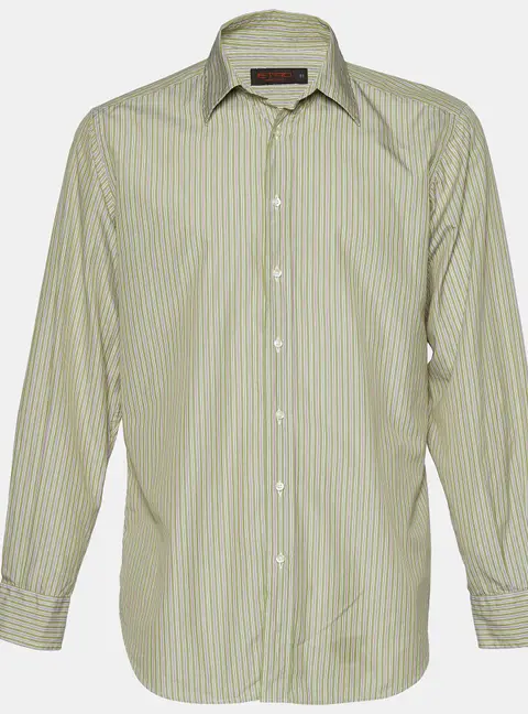 Etro Green Striped Cotton Button Front Shirt L