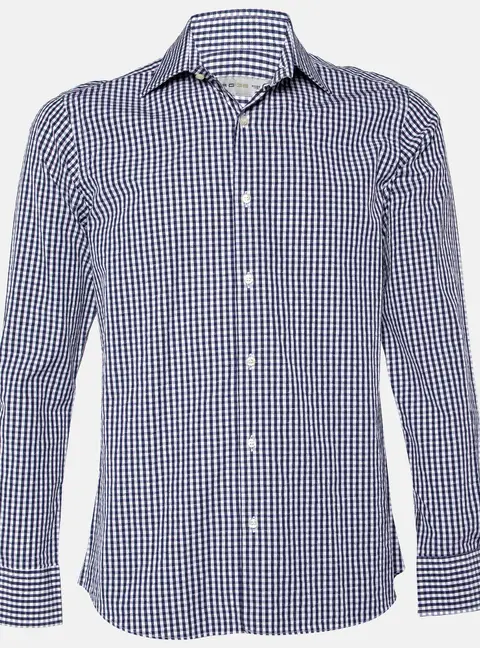 Etro Blue Checked Cotton Classic Shirt S