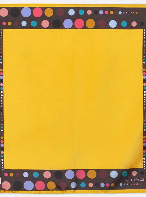 Etro Yellow Dot Print Silk Pocket Square