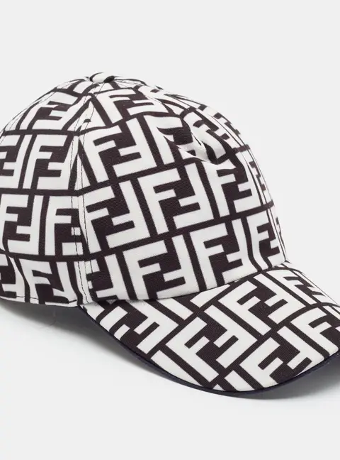 Fendi White /Black Zucca Pattern Cotton Baseball Cap One Size