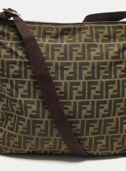 Fendi Tobacco Zucca Nylon Messenger Bag