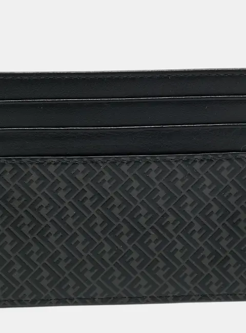 Fendi Black/Grey Micro Zucca Leather Card Holder