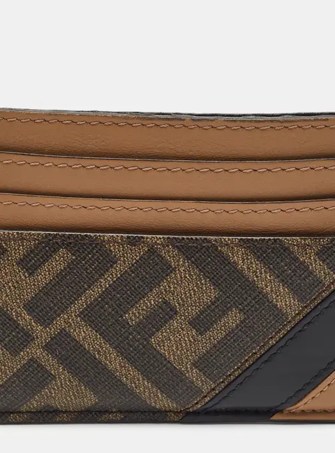 Fendi Tobacco Zucca Coated Canvas and Leather Card Holder