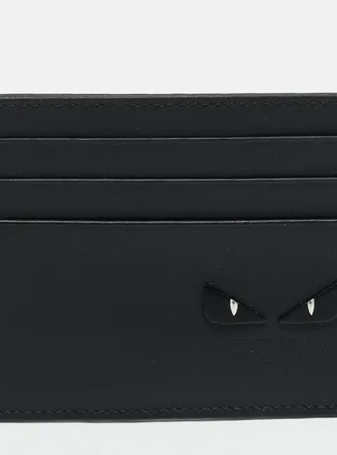 Fendi Monster Eyes Black Leather Card Holder