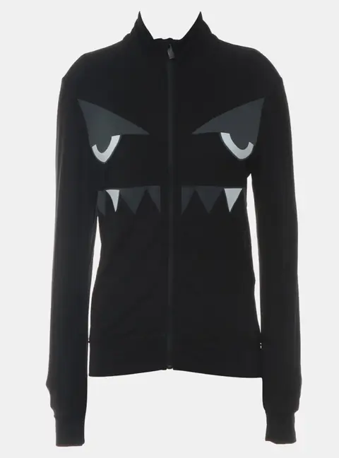 Fendi Monster XXS Black Nylon Spandex Zip -Up Jacket