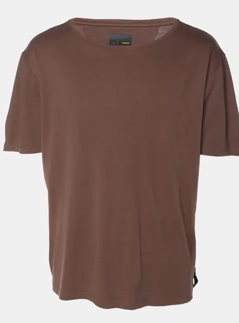 Fendi Brown Jersey Crew Neck T-Shirt L