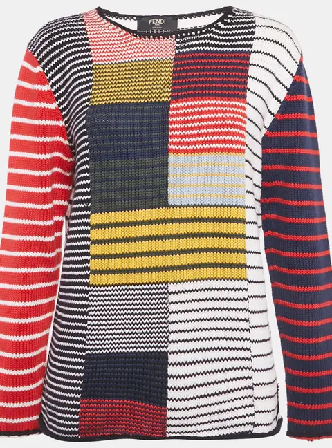 Fendi Multicolor Striped Knit Sweatshirt  M