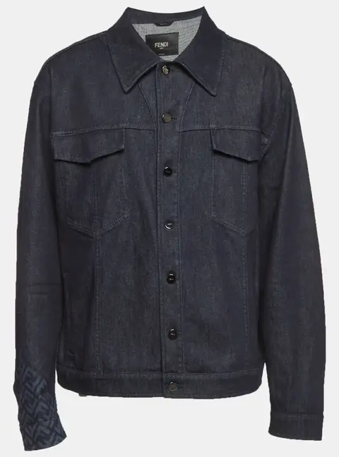 Fendi Navy Blue Denim Button Front Jacket 4XL