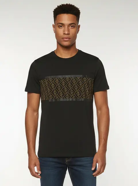 Fendi Black Jersey Embellished Crewneck T-Shirt XL