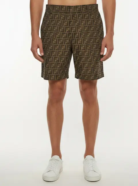 Fendi Brown Monogram Jacquard Bermuda Shorts XL