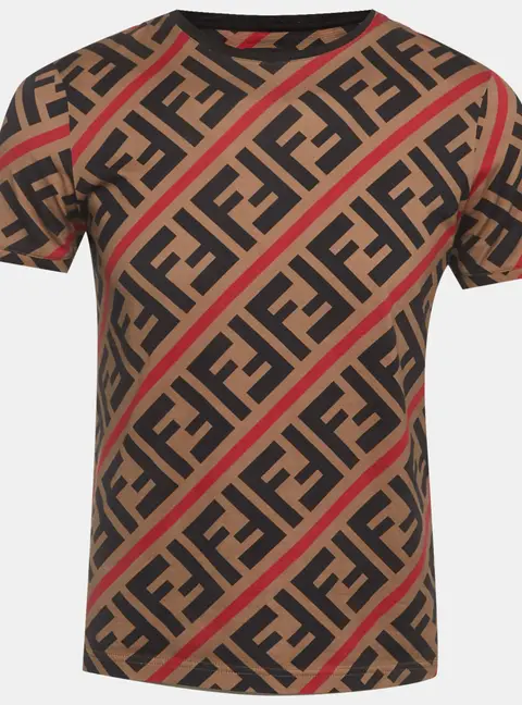 Fendi Brown Monogram Jersey Short Sleeve T-Shirt M