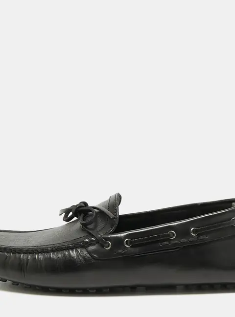 Fendi Size 42 Black Zucca Coated Canvas and Leather Driver Loafers