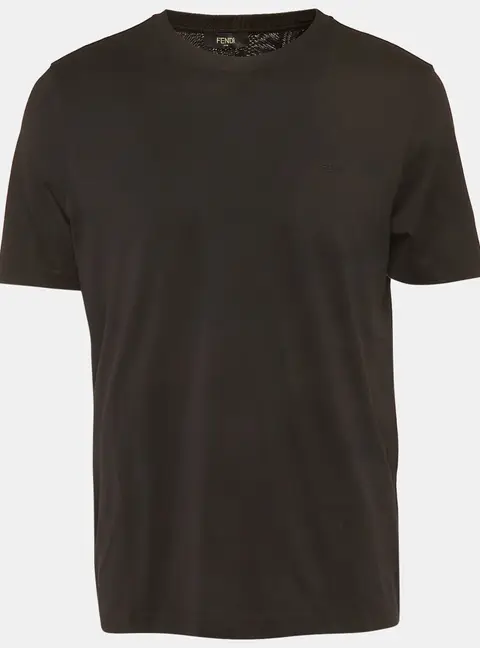 Fendi Black Jersey Logo Detail T-Shirt XL