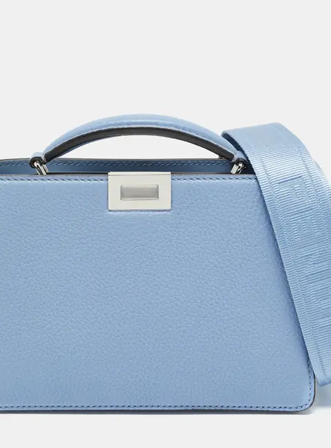 Fendi Peekaboo ISeeU X-Cross Light Blue Leather Top Handle Bag
