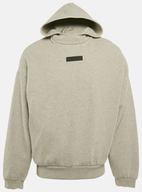 Essentials Fear of God Grey Logo Patch Cotton Hoodie S
