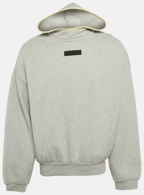 Essentials Fear of God Grey Logo Patch Cotton Hoodie S