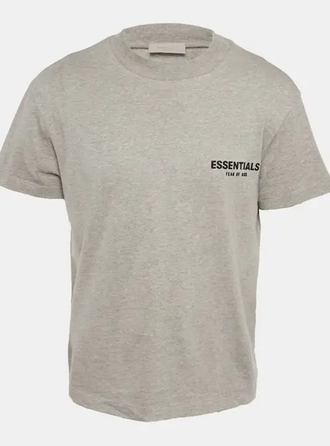 Fear of God Essentials Dark Grey Cotton Knit Crewneck T-Shirt XS